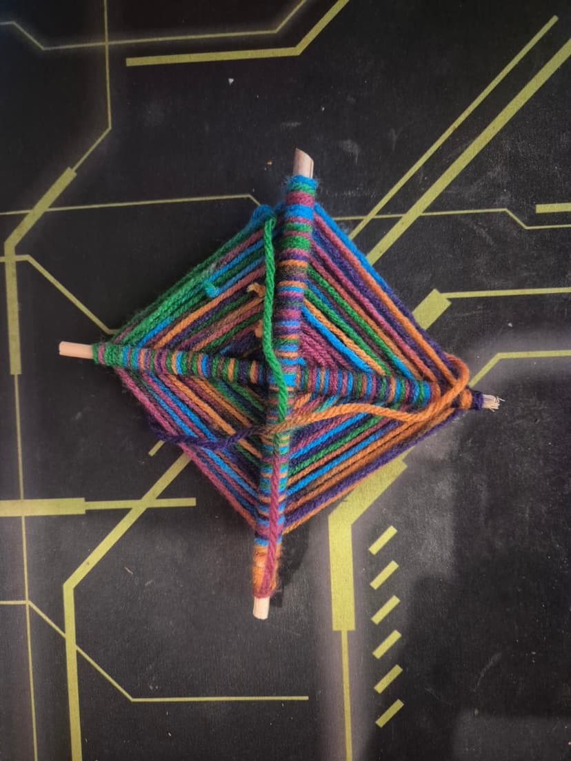 Colorful Ojo de Dios Weaving Craft