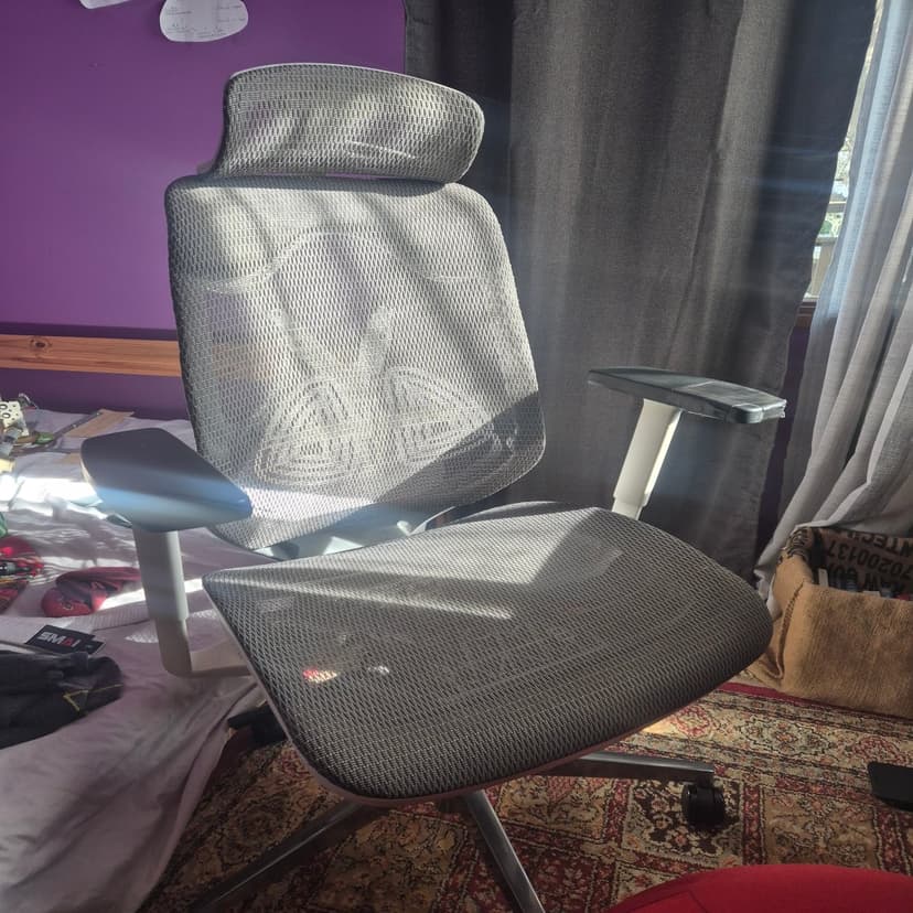 Grey Mesh Office Chair with Headrest